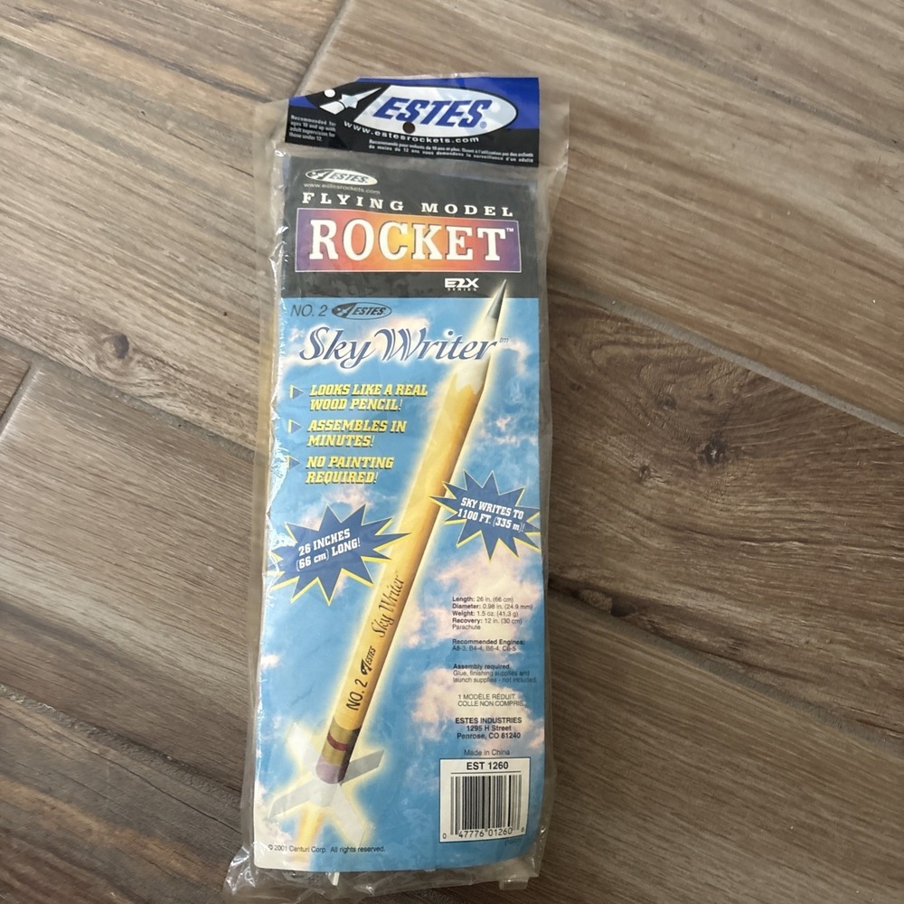 THE PENCIL ROCKET!!!  Estes Sky Writer Flying Model Rocket Kit #1260 -Sealed